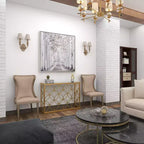 Olivia & May Rectangular Traditional Modern Metal Console Table Gold: Elegant Foyer, Entrance, Narrow Design