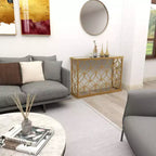 Olivia & May Rectangular Traditional Modern Metal Console Table Gold: Elegant Foyer, Entrance, Narrow Design