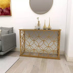 Olivia & May Rectangular Traditional Modern Metal Console Table Gold: Elegant Foyer, Entrance, Narrow Design
