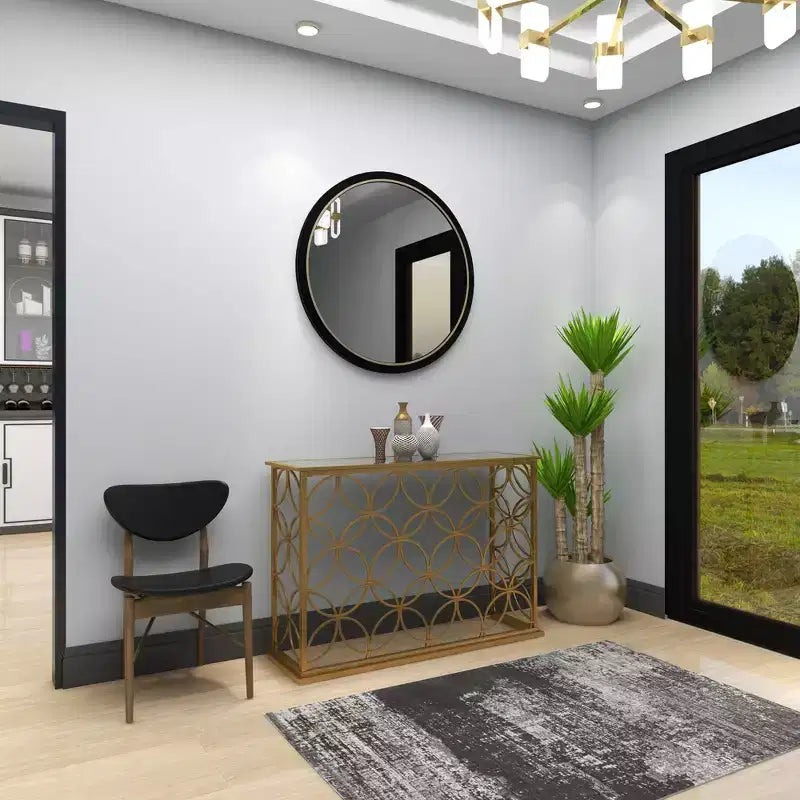 Olivia & May Rectangular Traditional Modern Metal Console Table Gold: Elegant Foyer, Entrance, Narrow Design