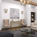 Olivia & May Rectangular Traditional Modern Metal Console Table Gold: Elegant Foyer, Entrance, Narrow Design
