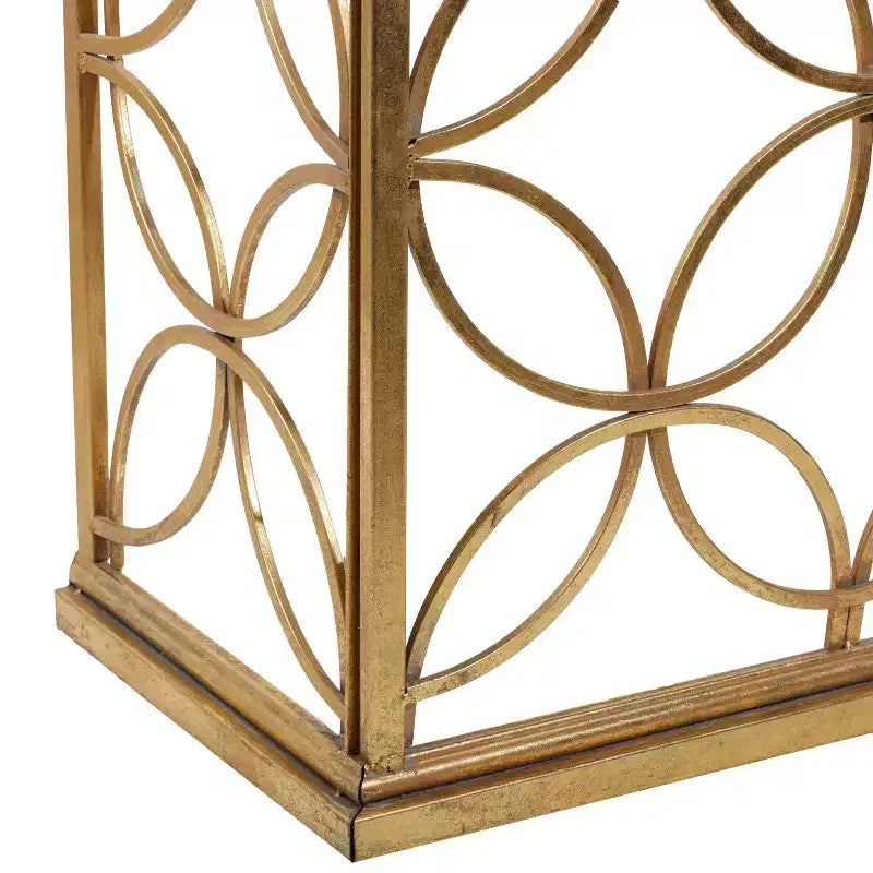Olivia & May Rectangular Traditional Modern Metal Console Table Gold: Elegant Foyer, Entrance, Narrow Design