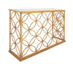 Olivia & May Rectangular Traditional Modern Metal Console Table Gold: Elegant Foyer, Entrance, Narrow Design