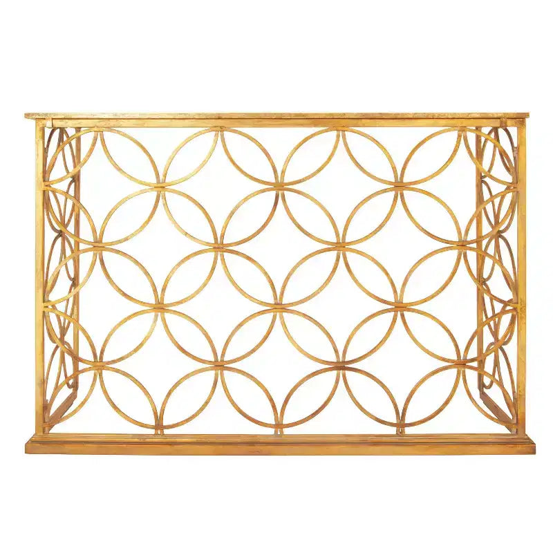 Olivia & May Rectangular Traditional Modern Metal Console Table Gold: Elegant Foyer, Entrance, Narrow Design