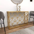 Olivia & May Rectangular Traditional Modern Metal Console Table Gold: Elegant Foyer, Entrance, Narrow Design