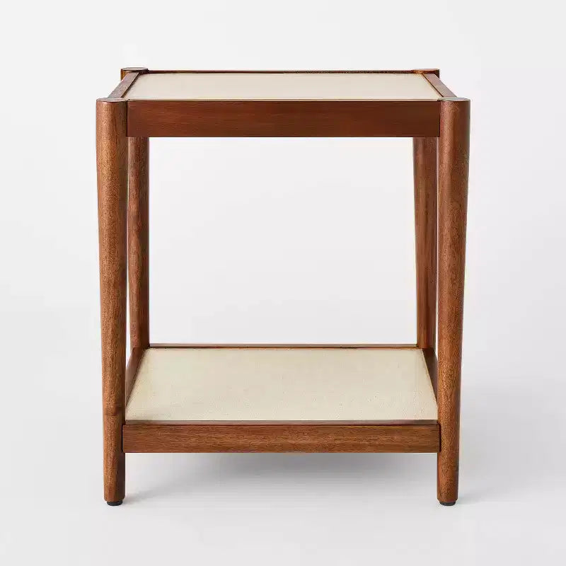 Natural Linen Side Table with Shelf Mahogany Brown - Threshold™ designed with Studio McGee