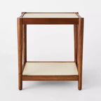Natural Linen Side Table with Shelf Mahogany Brown - Threshold™ designed with Studio McGee