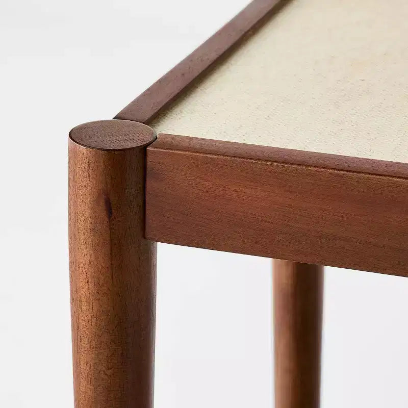 Natural Linen Side Table with Shelf Mahogany Brown - Threshold™ designed with Studio McGee