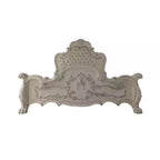 Acme Furniture 97" California King Bed Dresden Bed Synthetic Leather and Bone White Finish : Rococo Style Ample Size, Camelback Design