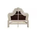Acme Furniture 97" California King Bed Dresden Bed Synthetic Leather and Bone White Finish : Rococo Style Ample Size, Camelback Design