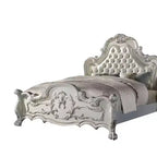 Acme Furniture 97" California King Bed Dresden Bed Synthetic Leather and Bone White Finish : Rococo Style Ample Size, Camelback Design