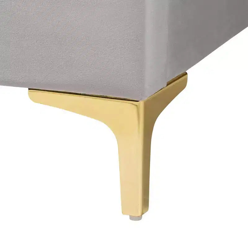 Baxton Studio Queen Size Acosta Velvet Seashell Headboard Platform Bed Light Gray/Gold