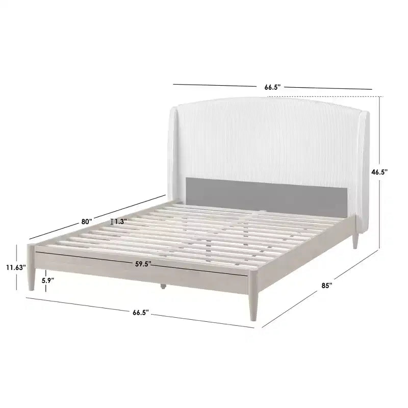 Lifestorey Catalina Platform Corduroy Queen Bed White