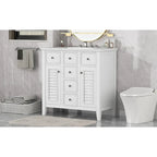 Mobile bagno con lavabo in ceramica, due ante e cinque cassetti