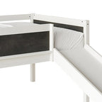 Letto a soppalco basso classico singolo CraftPorch con lavagna, scivolo e scaletta