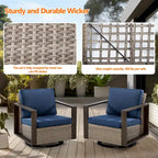 Cozywor Set 2 Sedie a Dondolo da Esterno in Rattan per Patio con Telaio in Metallo e Cuscini