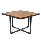 18-Pieces Acacia Wood Patio Dining Set, 8 Cushioned Chairs & 8 Ottomans & 2 Square Table