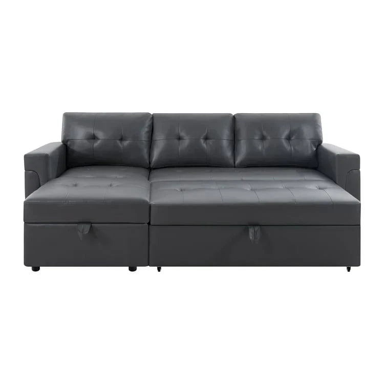 Convertible Reversible Sectional Sofa with Pull-Out Sleeper Bed, Hidden Storage Chaise, and Durable Legs
