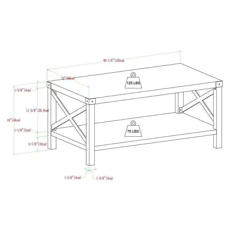 Sophie Rustic Industrial X Frame Coffee Table - Saracina Home