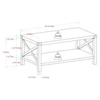 Sophie Rustic Industrial X Frame Coffee Table - Saracina Home