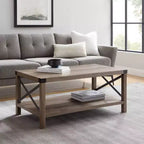 Sophie Rustic Industrial X Frame Coffee Table - Saracina Home