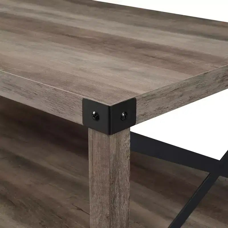 Sophie Rustic Industrial X Frame Coffee Table - Saracina Home