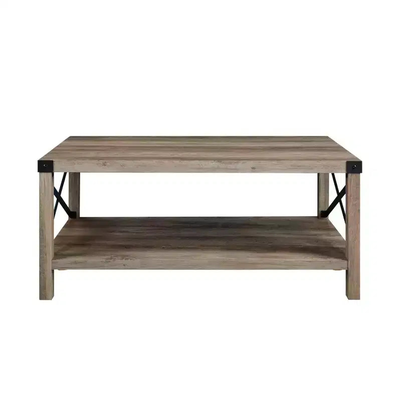 Sophie Rustic Industrial X Frame Coffee Table - Saracina Home