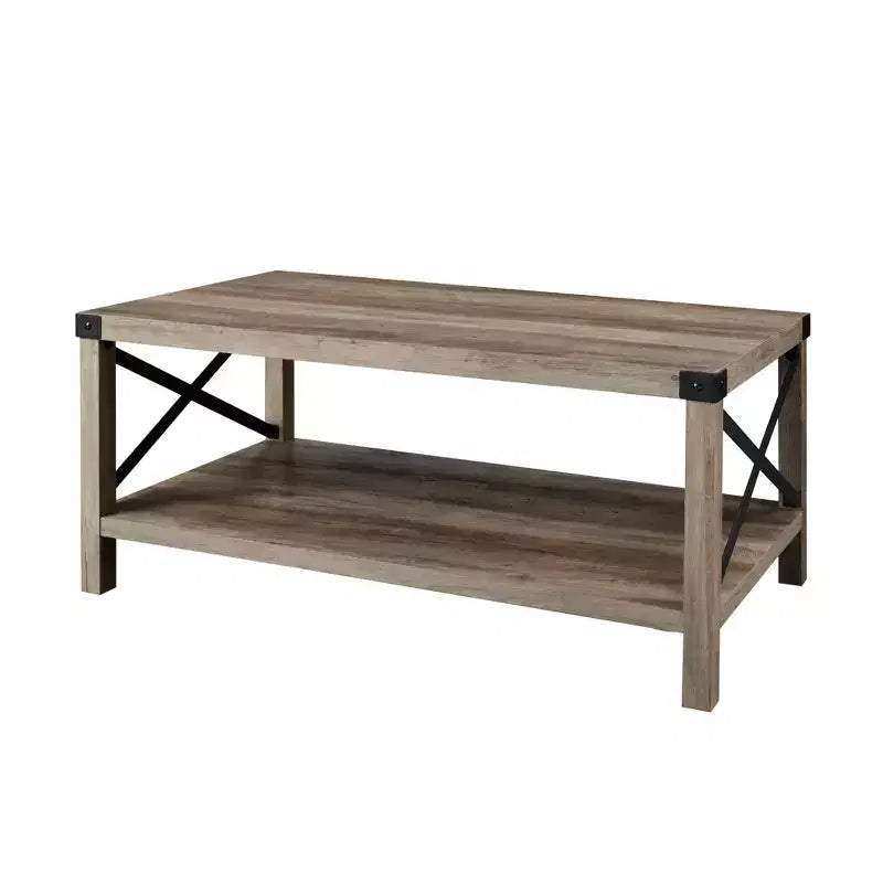 Sophie Rustic Industrial X Frame Coffee Table - Saracina Home