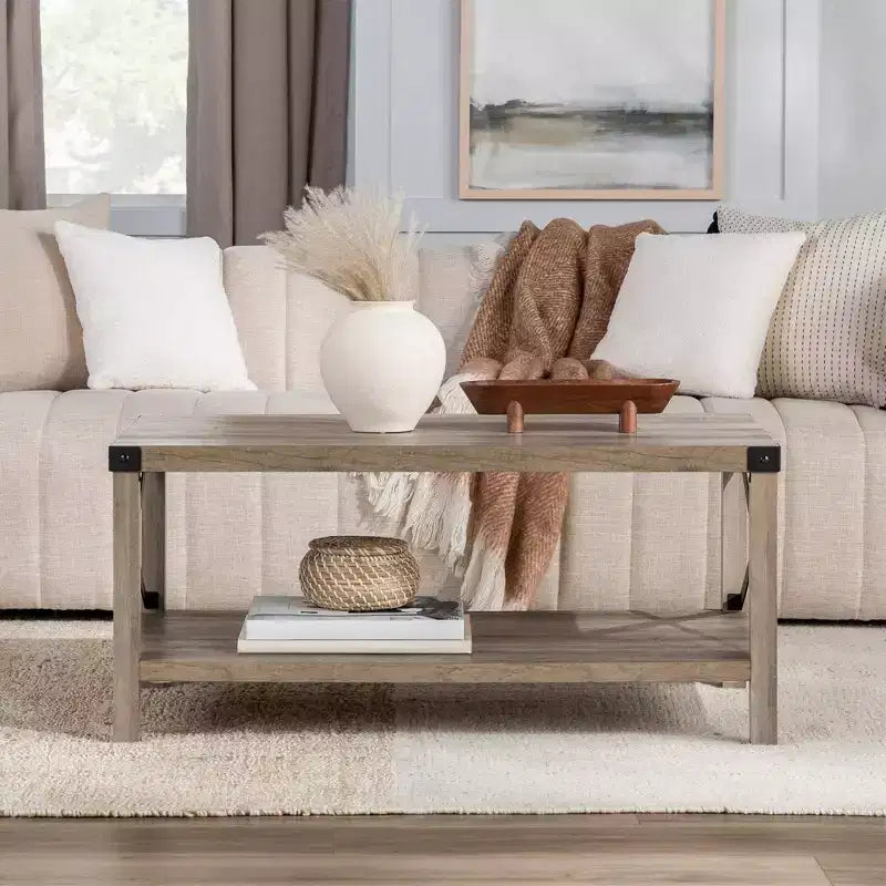 Sophie Rustic Industrial X Frame Coffee Table - Saracina Home