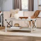 Sophie Rustic Industrial X Frame Coffee Table - Saracina Home