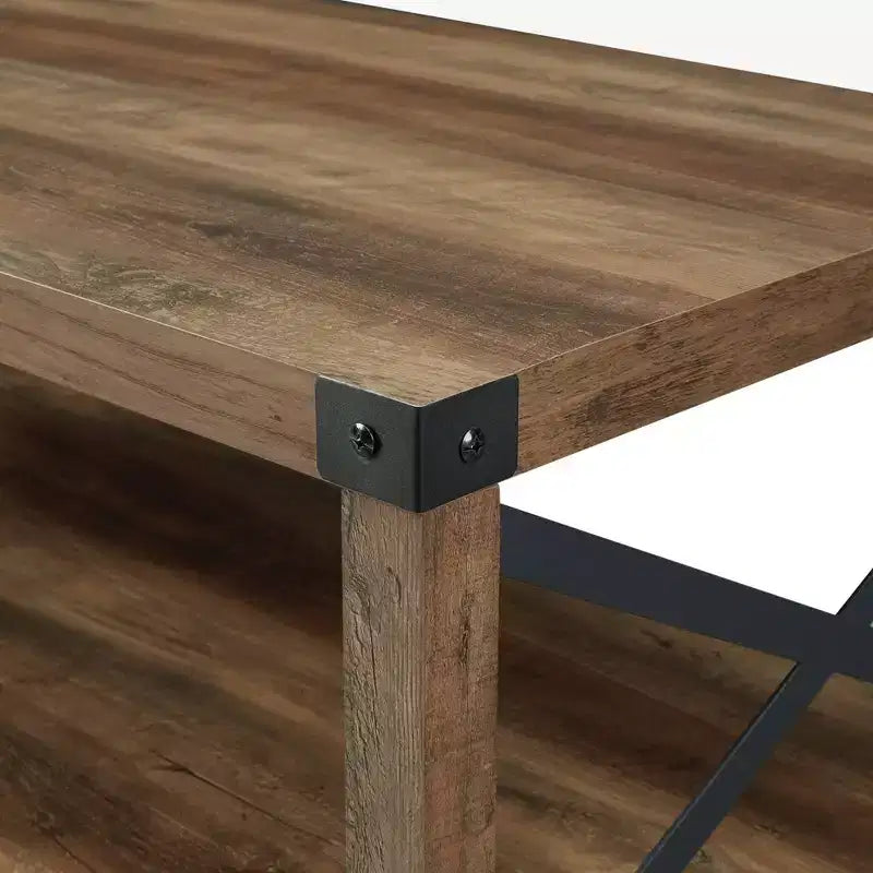 Sophie Rustic Industrial X Frame Coffee Table - Saracina Home