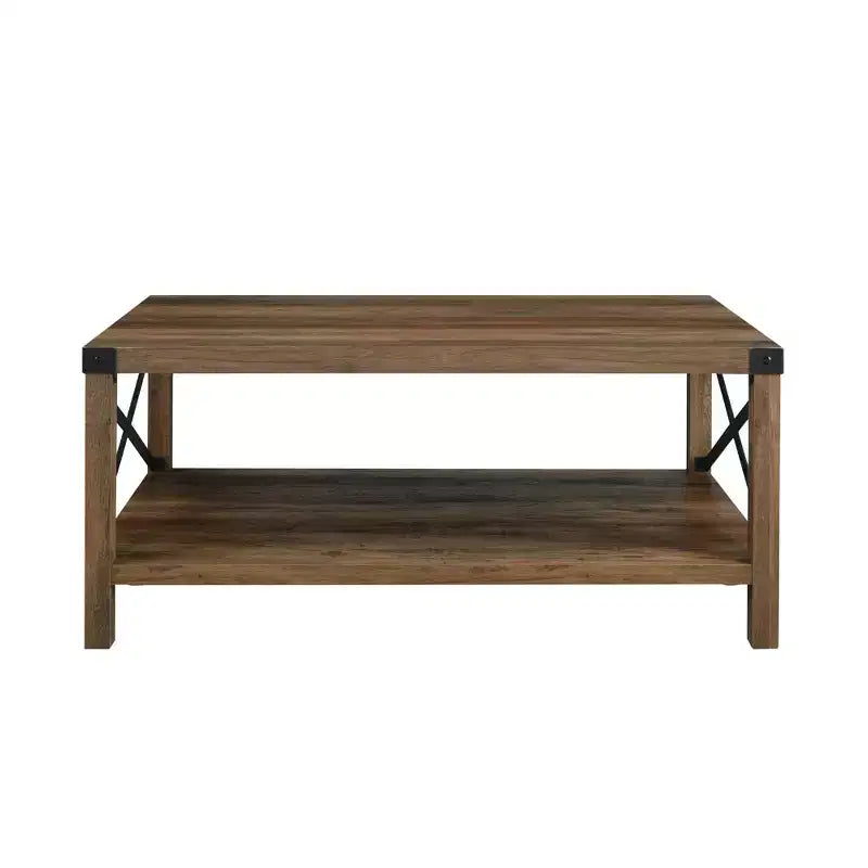 Sophie Rustic Industrial X Frame Coffee Table - Saracina Home