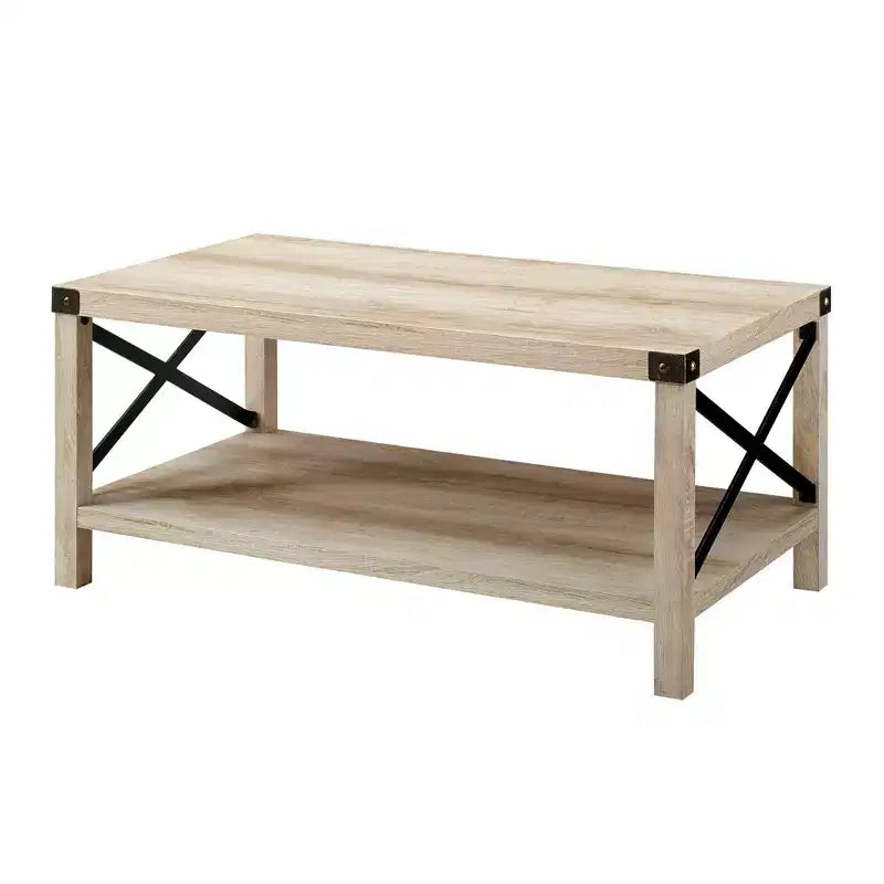 Sophie Rustic Industrial X Frame Coffee Table - Saracina Home