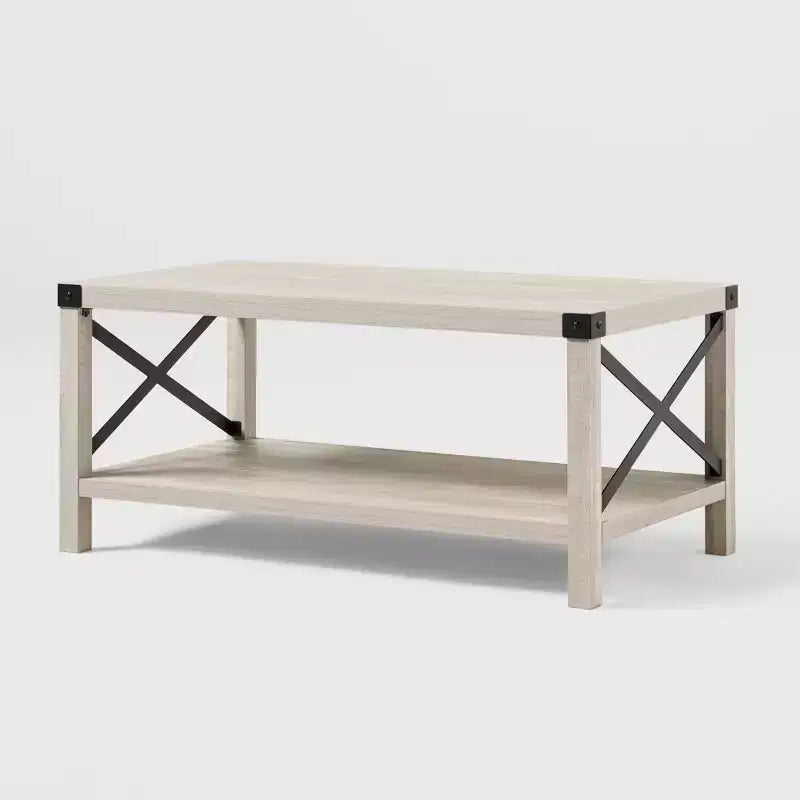 Sophie Rustic Industrial X Frame Coffee Table - Saracina Home
