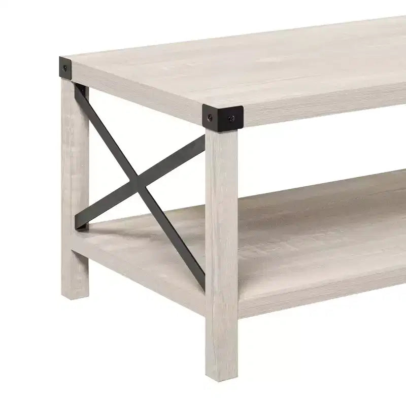 Sophie Rustic Industrial X Frame Coffee Table - Saracina Home