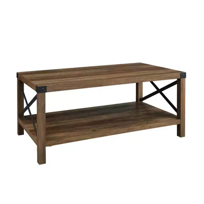 Sophie Rustic Industrial X Frame Coffee Table - Saracina Home