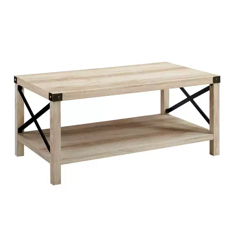 Sophie Rustic Industrial X Frame Coffee Table - Saracina Home