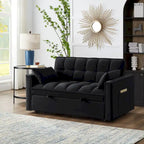 Divano Letto Estraibile 4-in-1 - Divanetto in Velluto - Divano Letto Convertibile con Schienale Reclinabile, 2 Tasche Laterali
