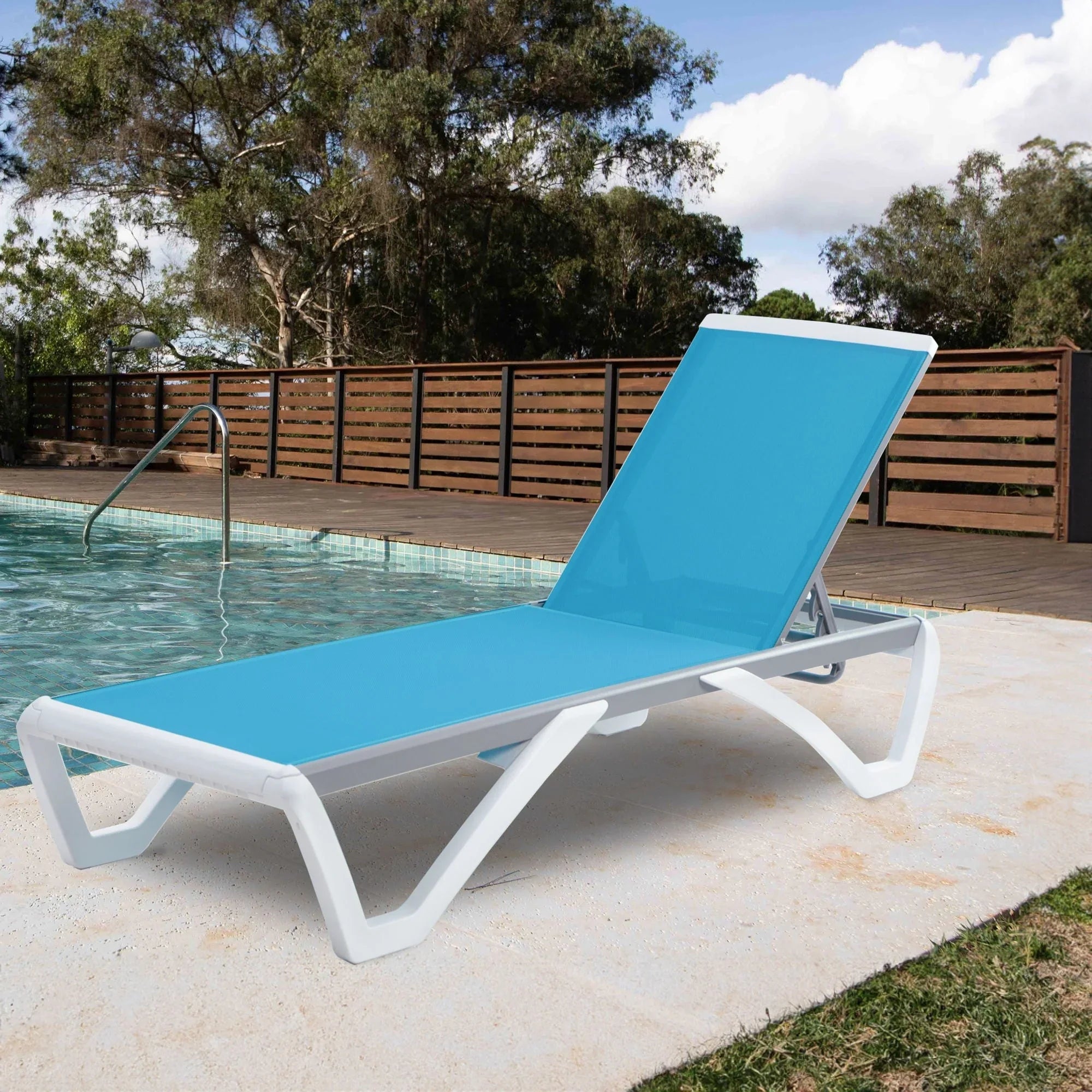 Kozyard Alan Full Flat Aluminum and Polypropylene Resin Legs Patio Reclining Adjustable Chaise Lounge