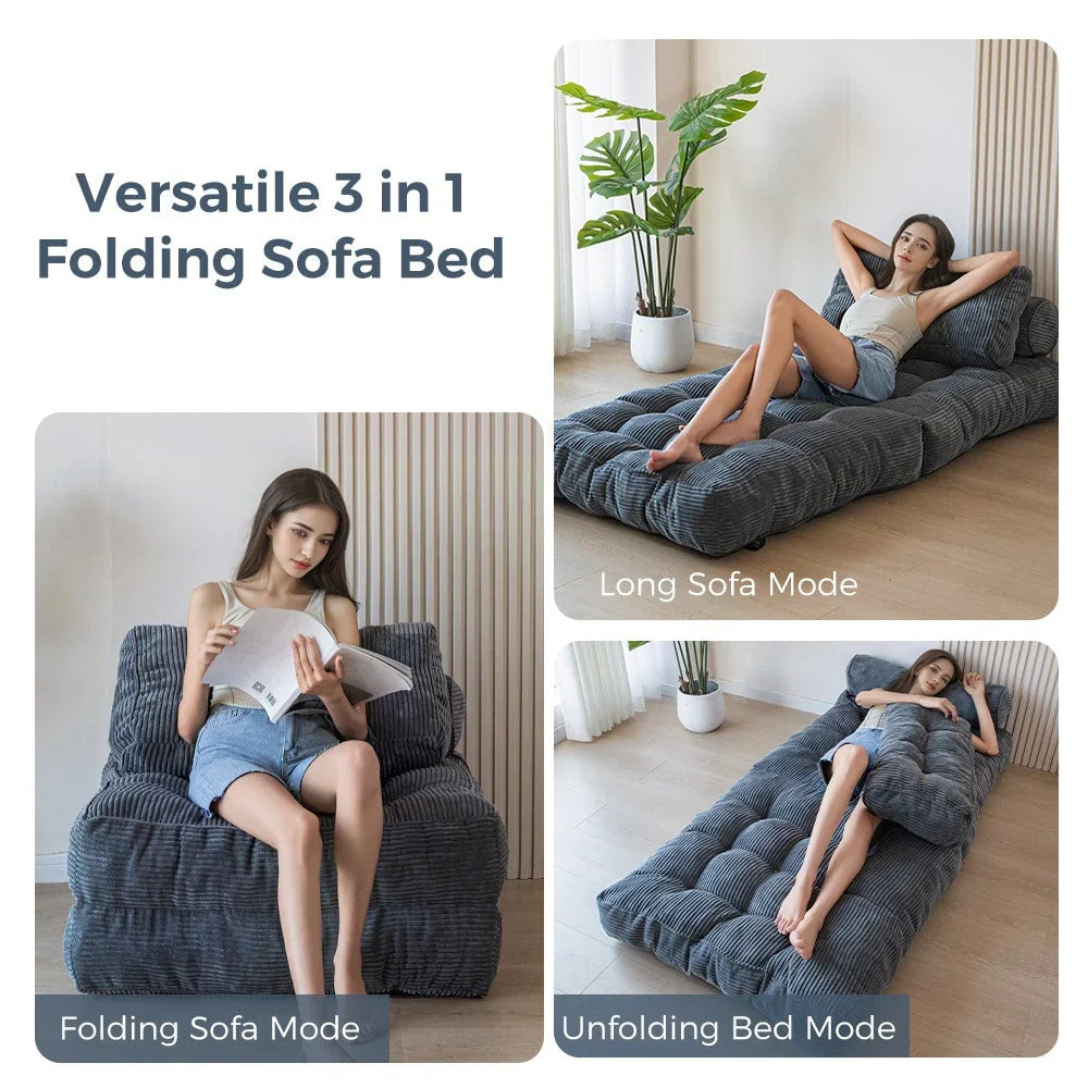 8 Corduroy Folding Couch Sofa Bed,Single