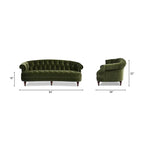 Divano Chesterfield trapuntato in velluto La Rosa 84 Mid-Century Modern