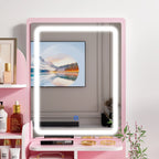 Makeup Vanity Set Table With LED Light &Mirror & Stool