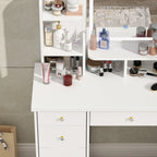 Makeup Vanity Set Table With LED Light &Mirror & Stool
