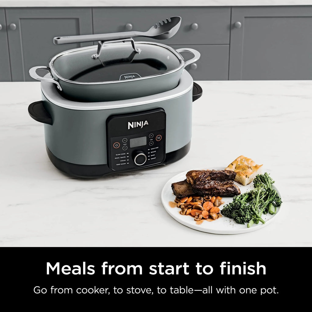 Multicooker da 8,5 Litri, con Funzione 8-in-1: Slow Cooker, Forno Olandese, Vaporiera, Coperchio in Vetro, Cucchiaio Integrato, Pentola Adatta al Forno fino a 260°C