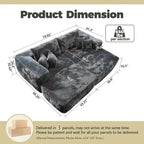 Divano componibile moderno HOOOWOOO in peluche a L con pouf rimovibile