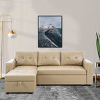 Convertible Reversible Sectional Sofa with Pull-Out Sleeper Bed, Hidden Storage Chaise, and Durable Legs