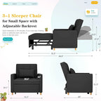AECOJOY Poltrona Letto 3 in 1 con Cuscino e Schienale Convertibile