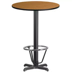 Plateau de table rond en stratifié de 30 po Flash Furniture avec base de table hauteur bar de 22 po x 22 po et anneau repose-pieds