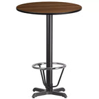 Plateau de table rond en stratifié de 30 po Flash Furniture avec base de table hauteur bar de 22 po x 22 po et anneau repose-pieds