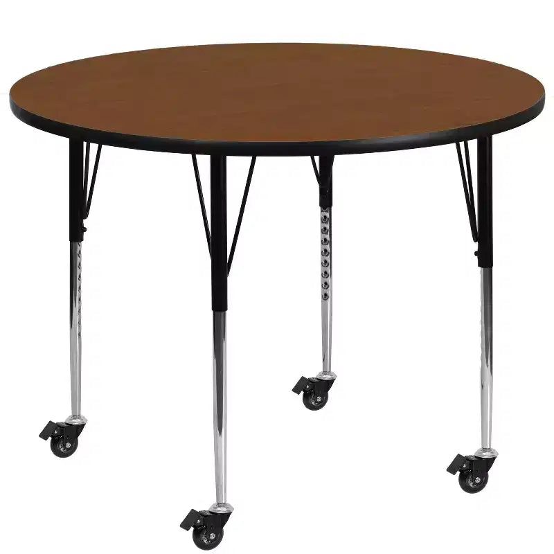 Flash Furniture Mobile 42'' Round HP Laminate Activity Table - Standard Height Adjustable Legs